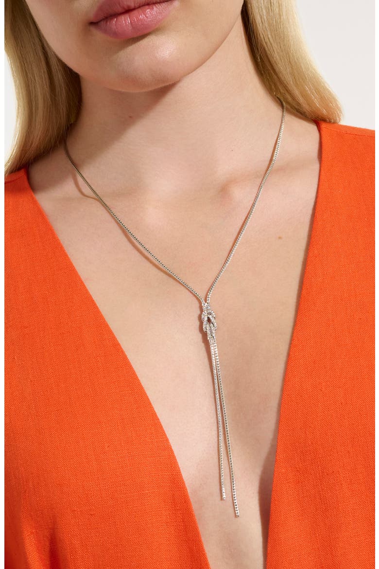 Love Knot Y-Necklace, Diamonds, Alternate, color, SILVER