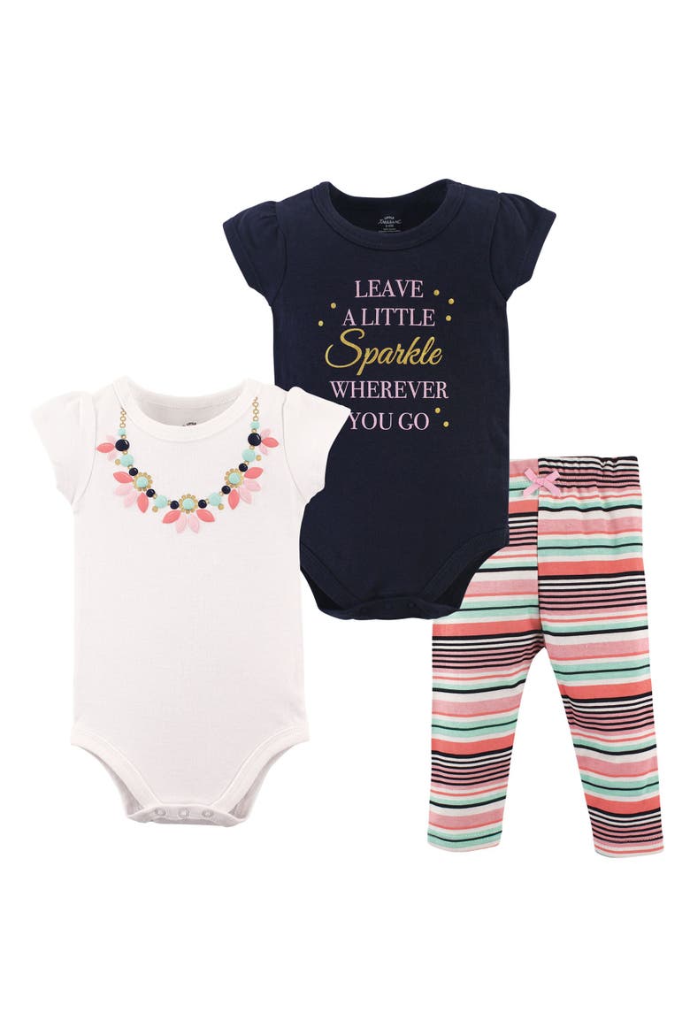 Soft Cotton Two-Piece Outfit Bodysuit & Pants, Main, color, Sparkle Necklace