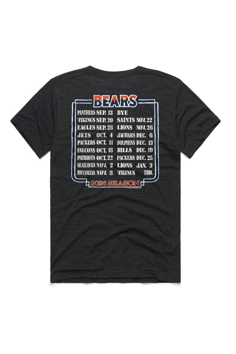 Unisex Homage Charcoal Chicago Bears 2026 NFL Schedule Queen Tri-Blend T-Shirt, Alternate, color, Charcoal