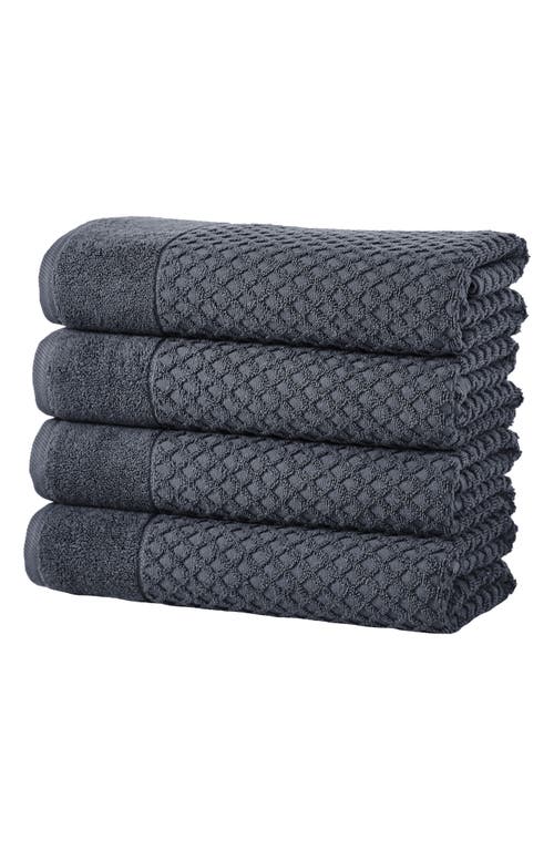 Woven & Weft Diamond Texture 4-piece Bath Towel Set In Stone Blue