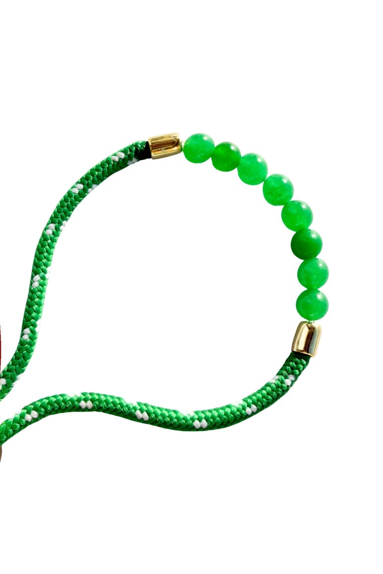 Paracord Jade Slider Bracelet in Black, Alternate, color, Green
