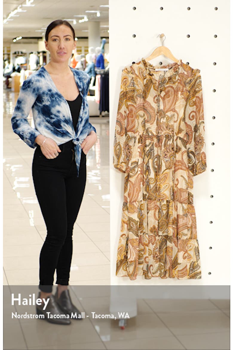 Long Sleeve Tiered Chiffon Midi Dress video