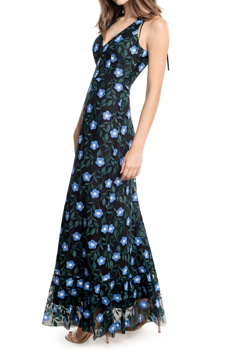 Dress the Population Sunny Embroidered Floral Fit & Flare Gown, Alternate, color, 