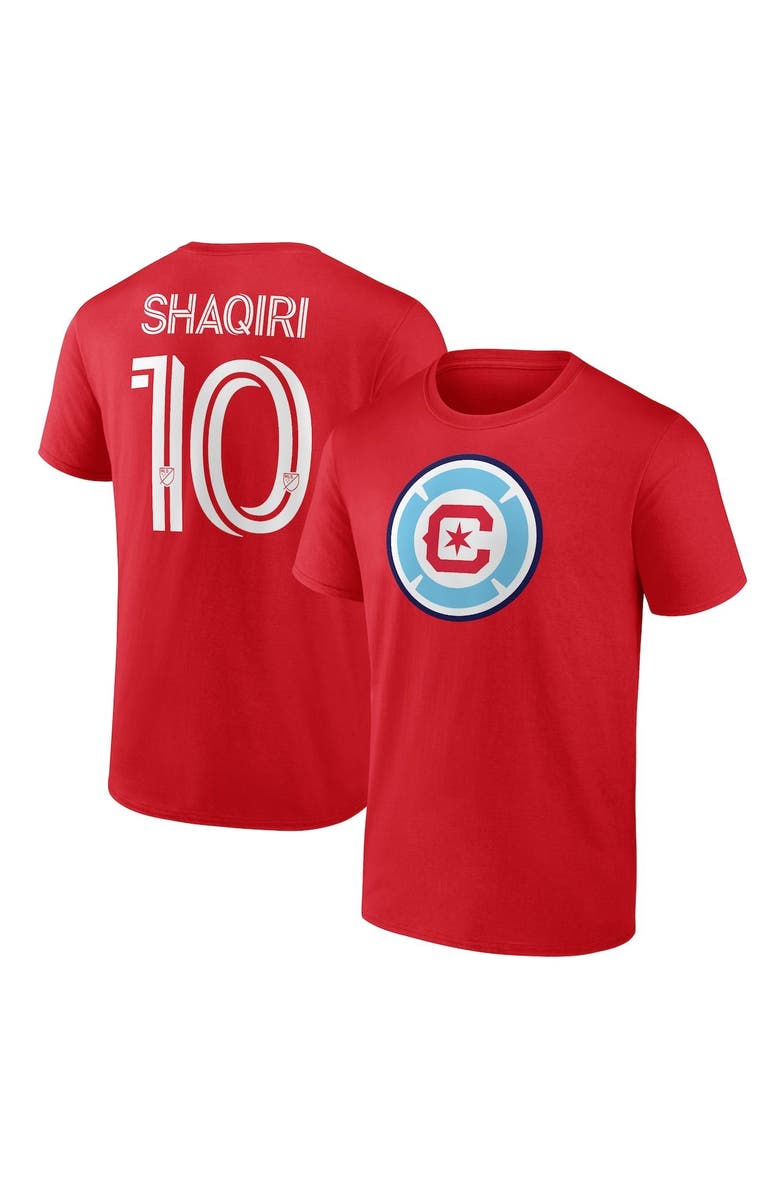 FANATICS Men's Fanatics Branded Xherdan Shaqiri Red Chicago Fire Authentic Stack Name & Number T-Shirt, Main, color, 