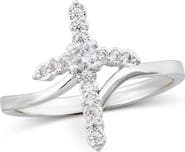 SAVVY CIE JEWELS Pavé Cross Bypass Ring
