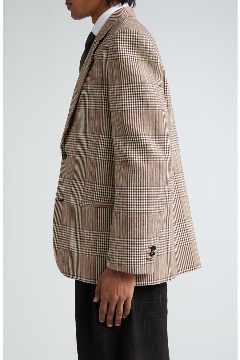 Relaxed Fit Check Double Face Cotton Blend Blazer, Alternate, color, BROWN/ WHITE/ YELLOW