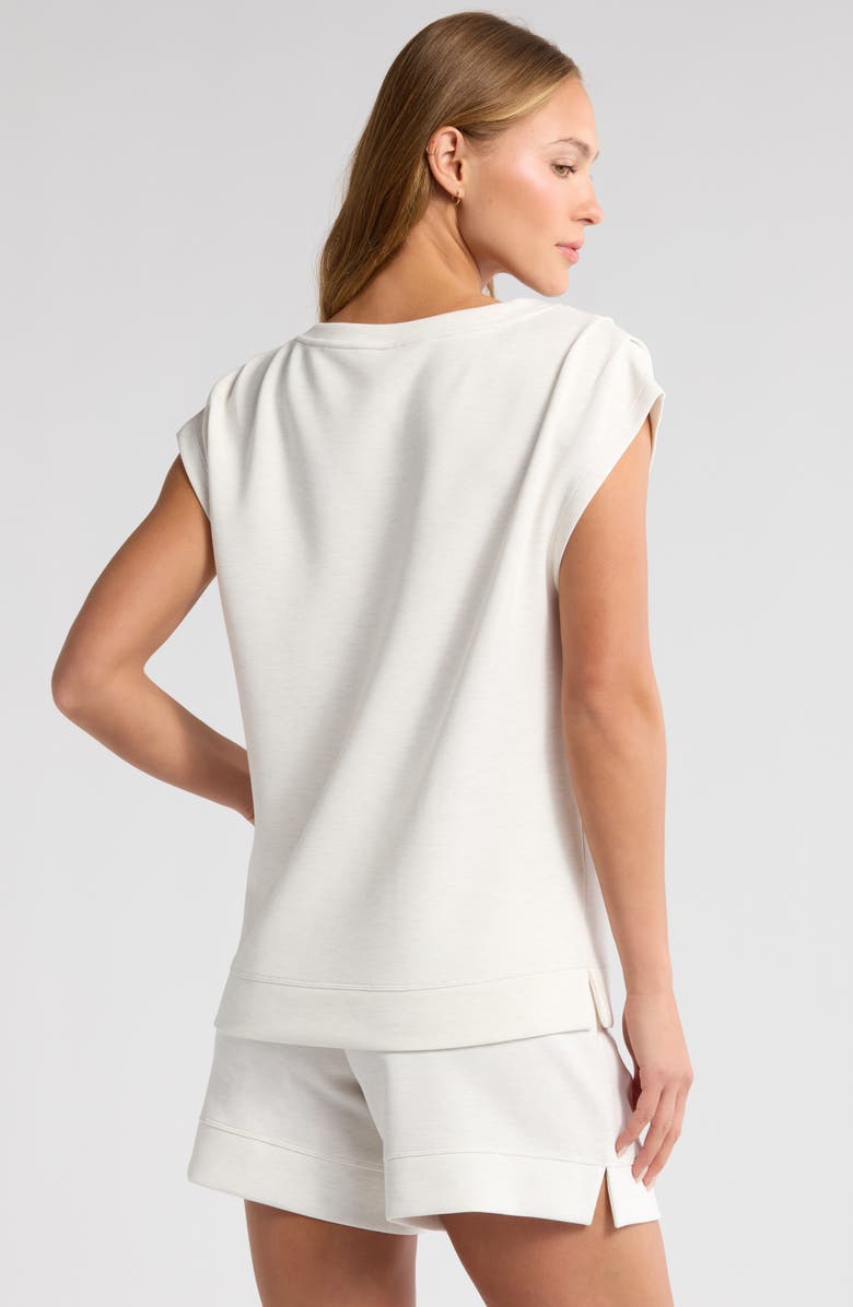 Zella Ultrasoft Knit Gathered Shoulder Top, Alternate, color, Beige Ivory Heather