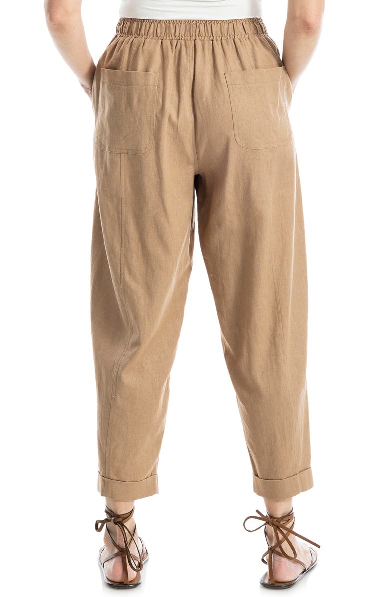 MAX STUDIO Cuffed Crop Linen Blend Barrel Leg Pants, Alternate, color, Moch5545-Mocha-55L/ 45R