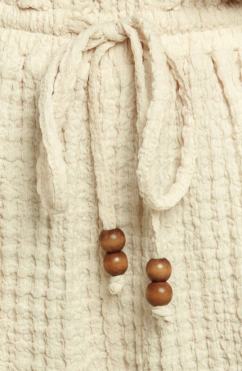 FLYING TOMATO Drawstring Textured Wide Leg Pants, Alternate, color, Beige