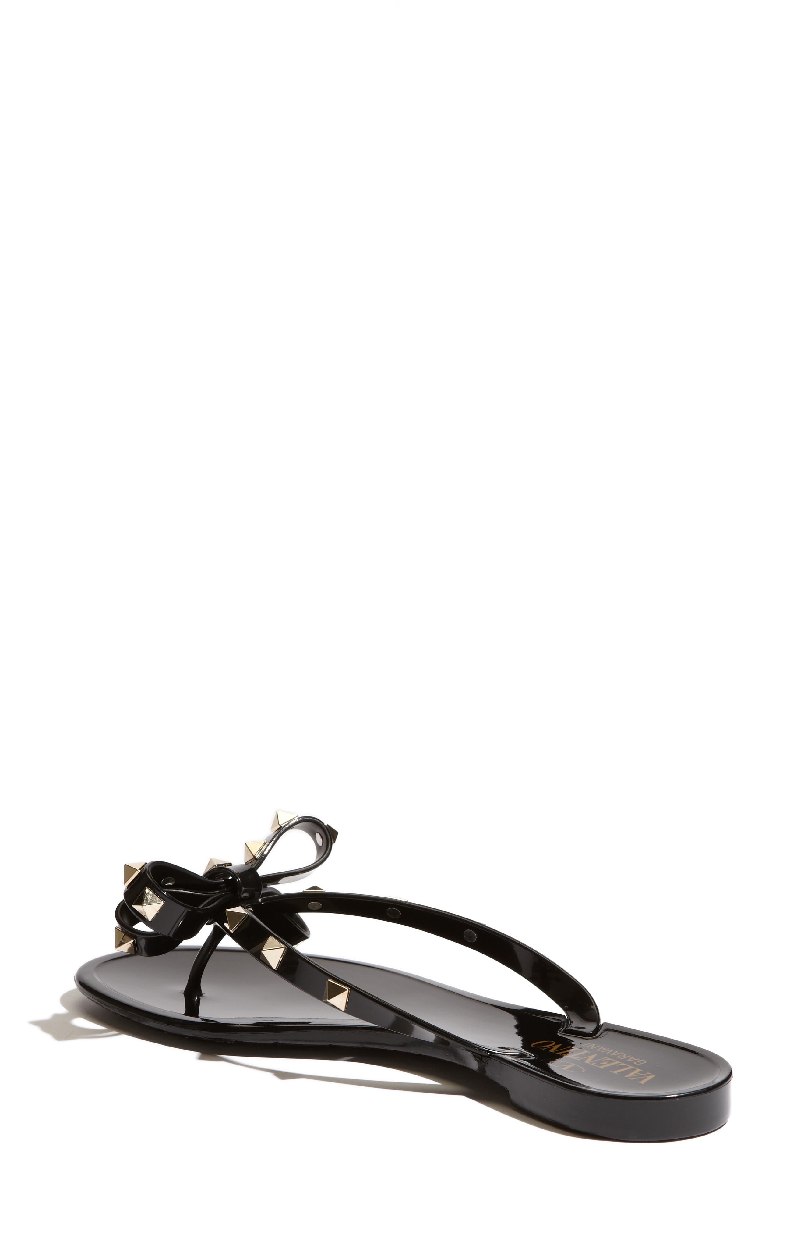 Valentino Garavani Rockstud Jelly Flip Flop, Alternate, color, 0No Nero