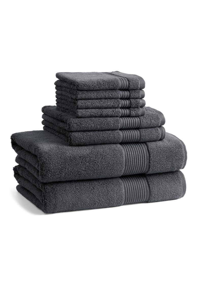 8-Piece Bath Towel Set, Main, color, DARK GREY