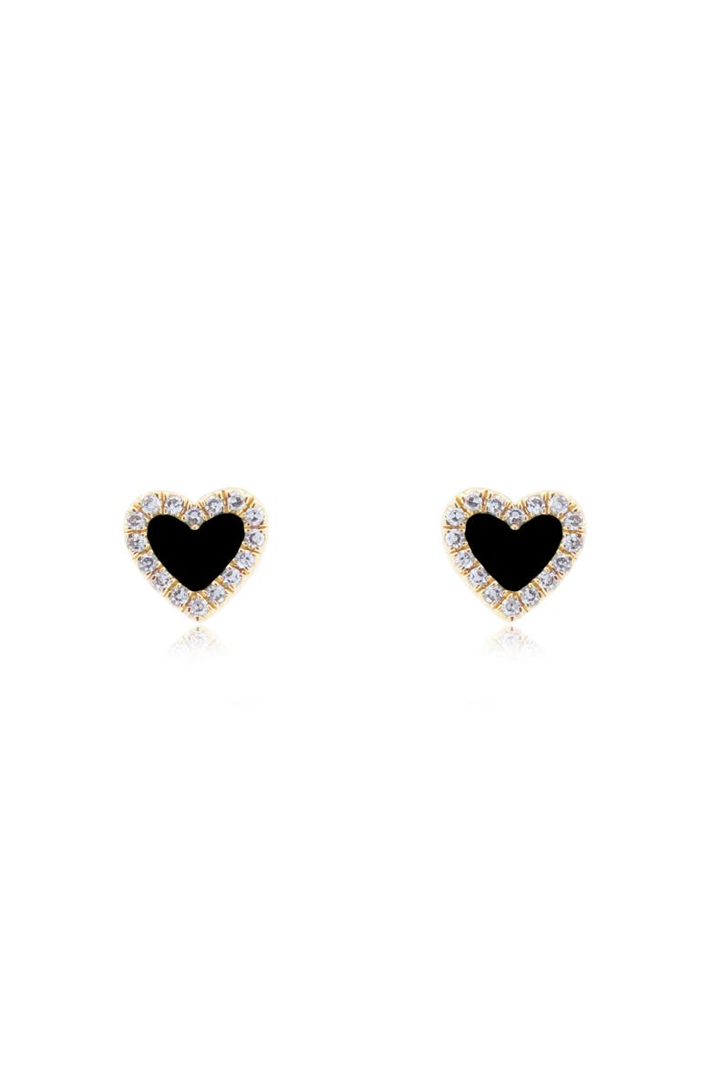 The Lovery Fine Jewelry Onyx Diamond Halo Heart Stud Earrings, Alternate, color, Onyx