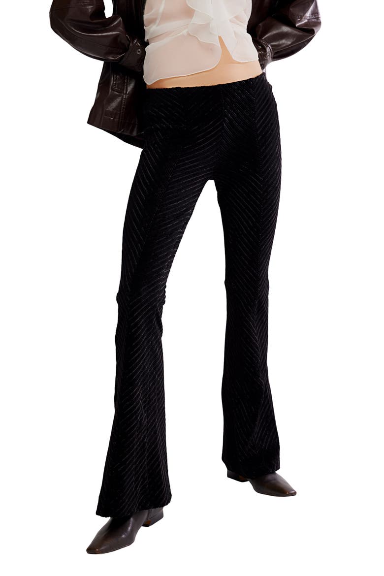 Penny Flare Velvet Pants, Main, color, BLACK
