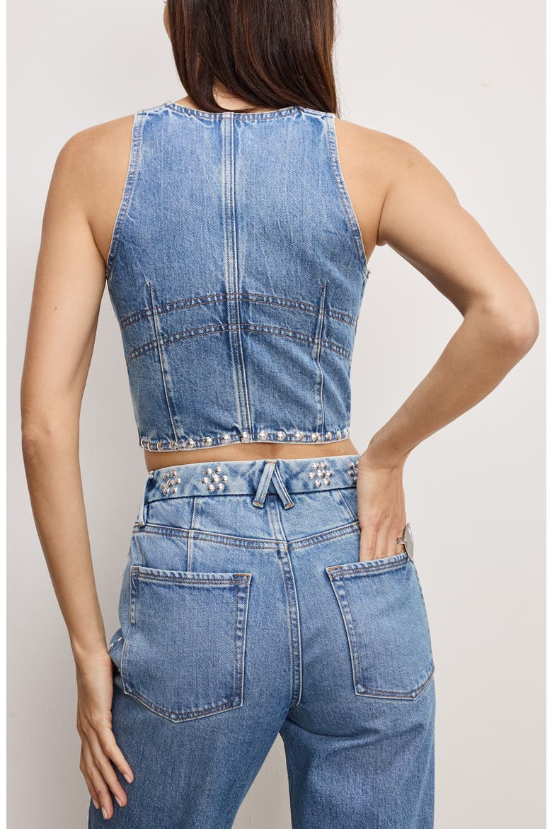 Studded Underwire Denim Vest, Alternate, color, INDIGO895
