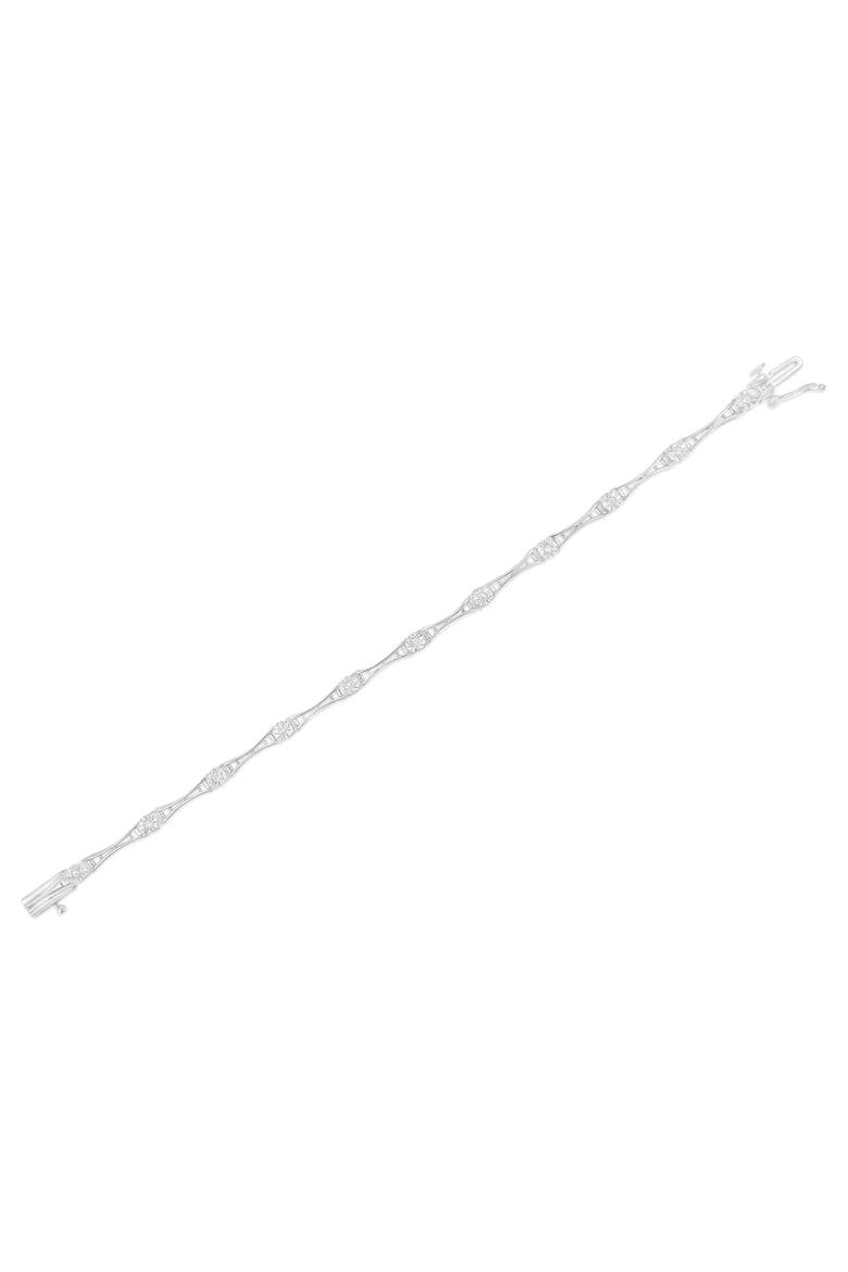 Silver 1/4 Cttw Diamond Miracle-Set Flared-Bar Link-Style Tennis Bracelet, Alternate, color, White