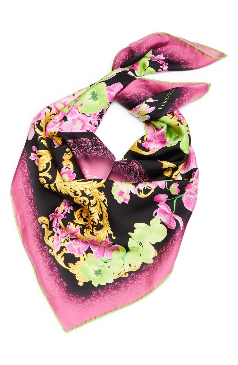 Versace Medusa Orchard Silk Square Scarf, Alternate, color,
