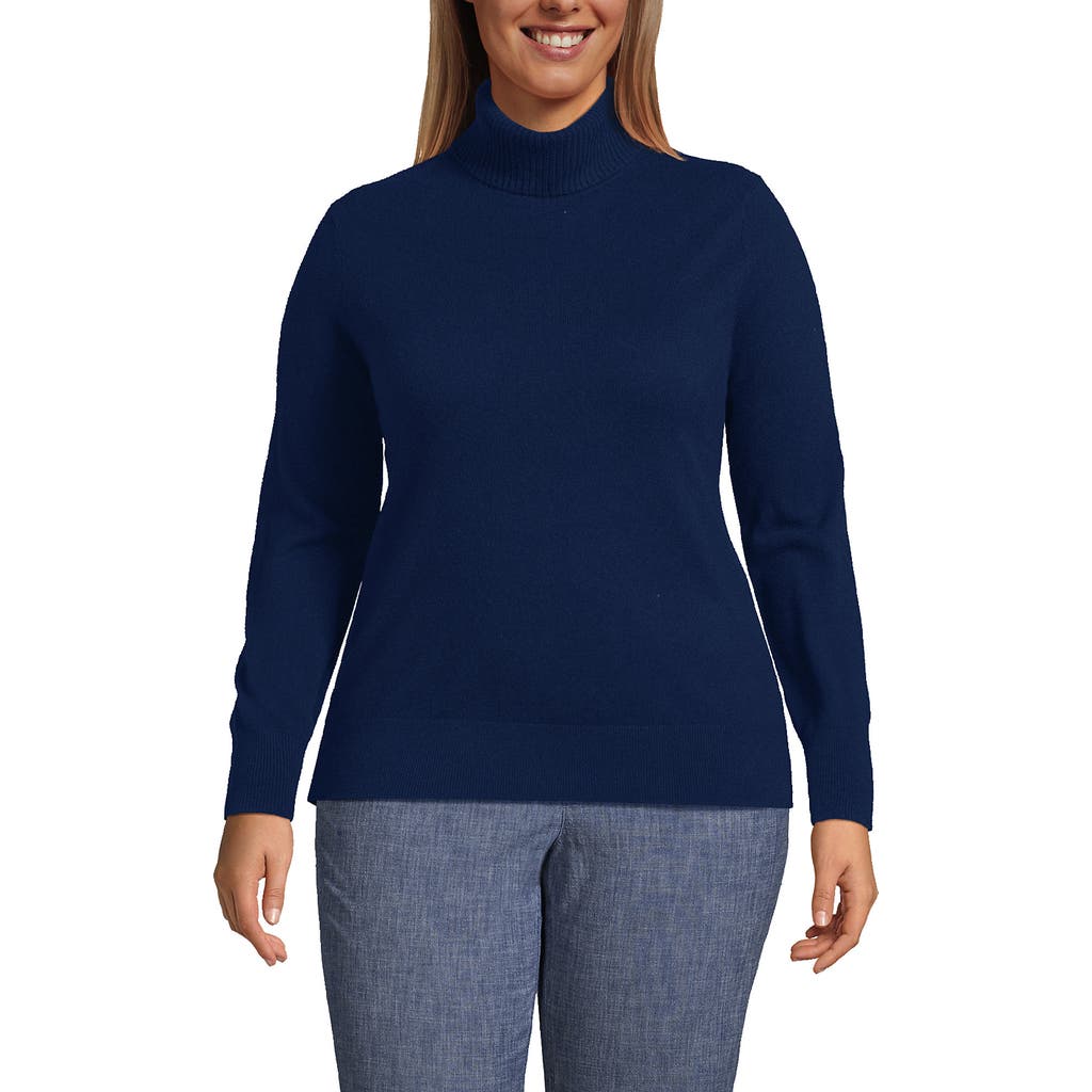 Lands' End Cashmere Turtleneck Sweater In Blue