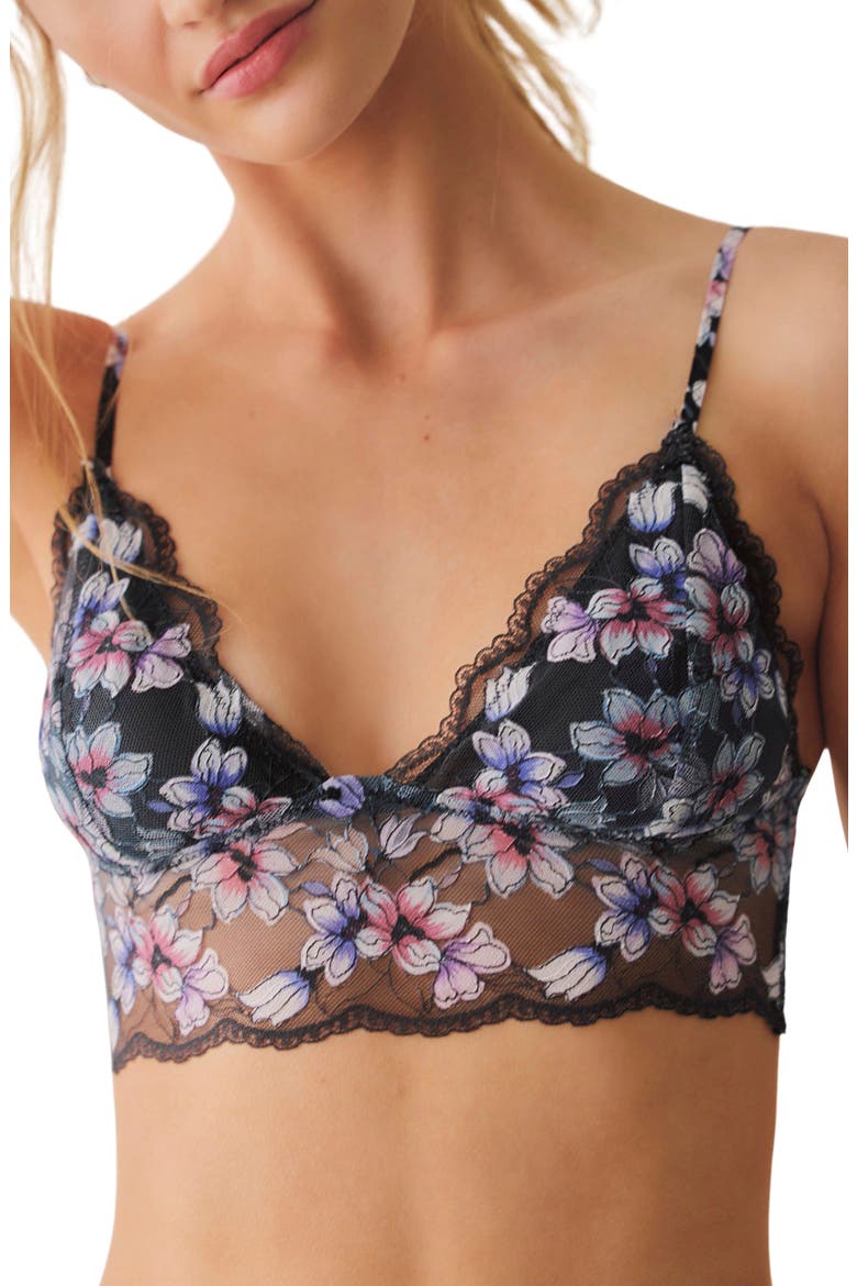 Printed Lace Longline Bralette, Main, color, NIGHT BLOOM COMBO