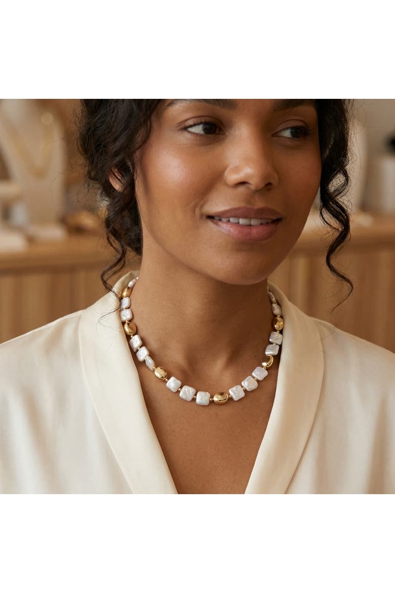Pina Square Pearl 18k Gold Necklace, Alternate, color, 18k Yellow Gold