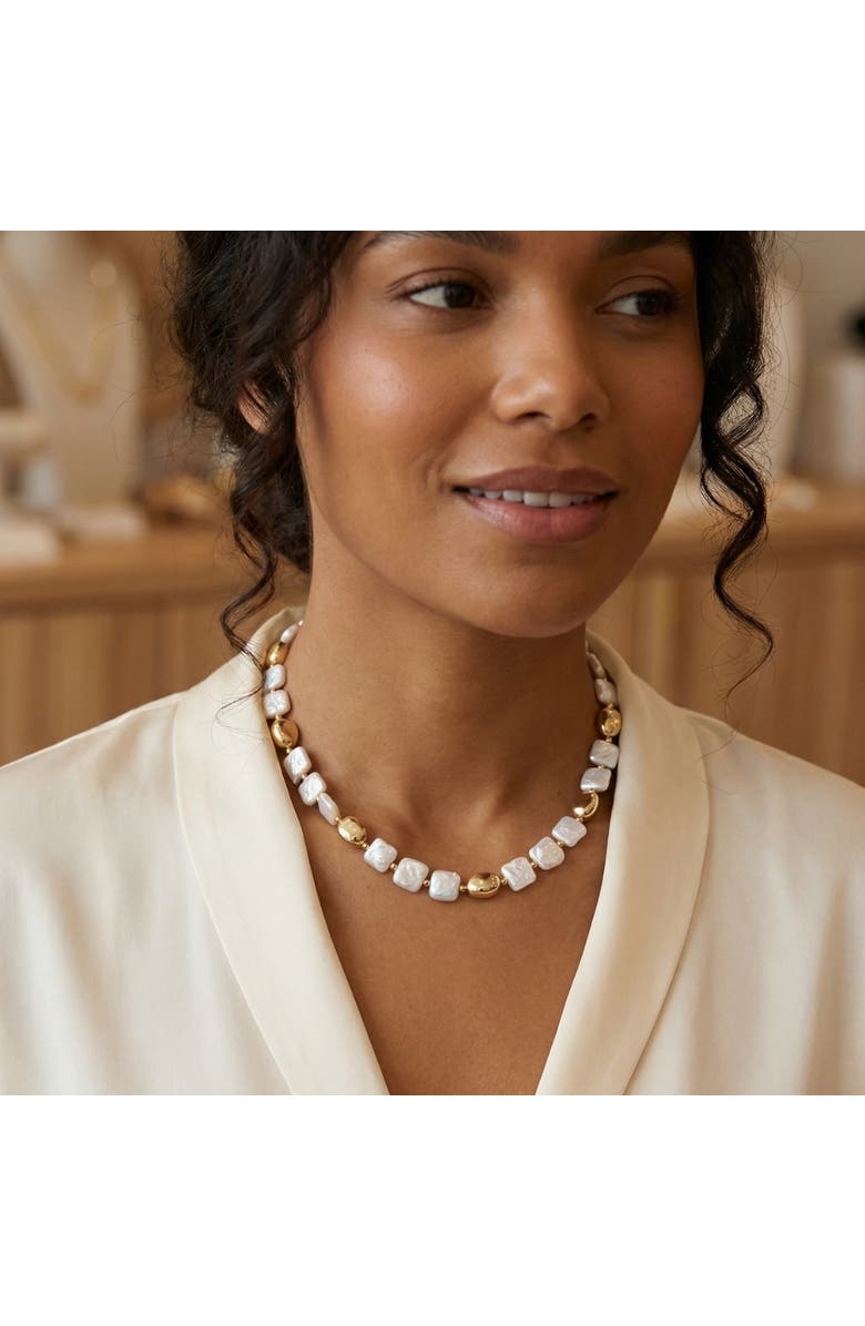 Bliss Diamond Pina Square Pearl 18k Gold Necklace, Alternate, color, 18K Yellow Gold