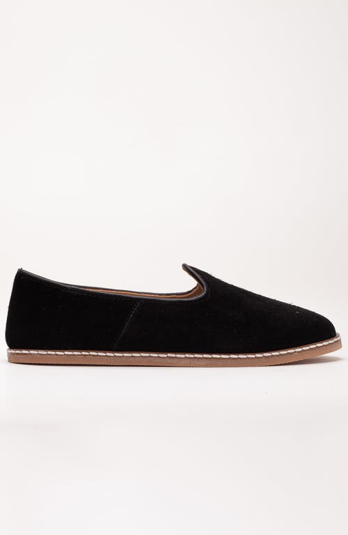 Forever & Always Shoes Istanbul Suede Leather Slip On Flats In Black Suede Leather