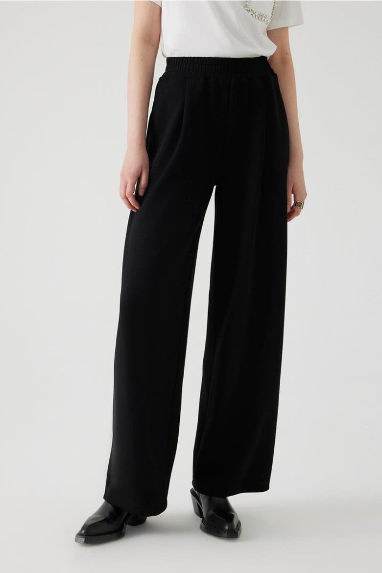 Elastic Waist Wide Leg Pants, Alternate, color, BLACK