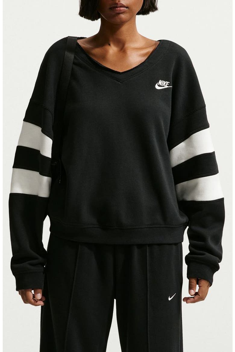 Club Fleece V-Neck Sweatshirt, Main, color, BLACK/ SAIL/ SAIL