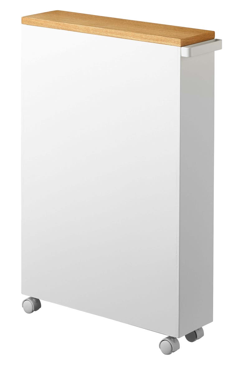Tower Slim Rolling Bathroom Cabinet, Alternate, color, WHITE