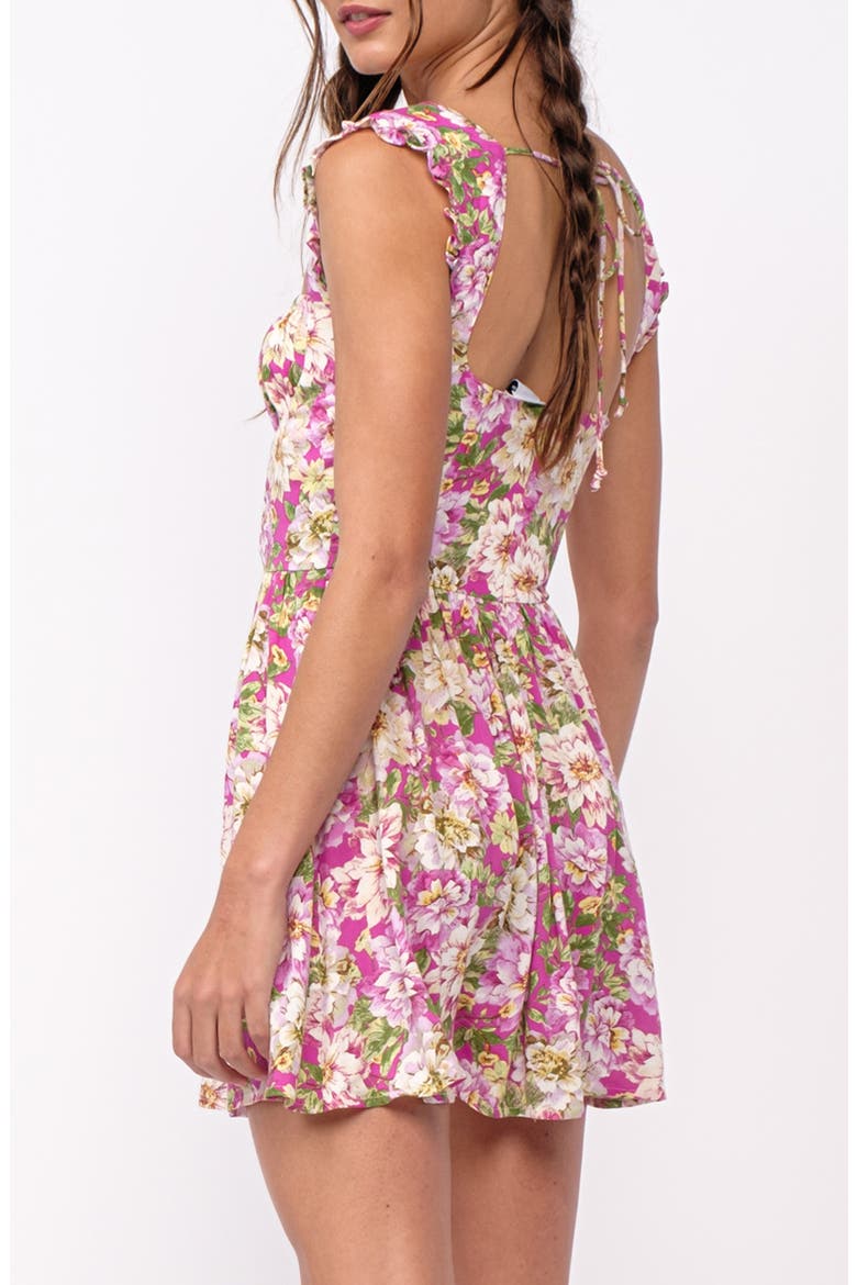 Floral Tie Back Fit & Flare Minidress, Alternate, color, PINK