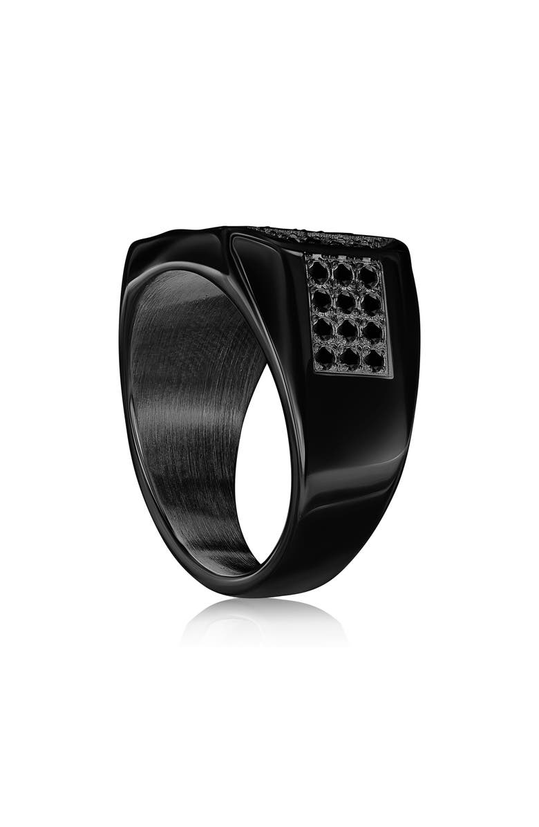 BLACKJACK Men's Cubic Zirconia Signet Ring, Alternate, color, Black
