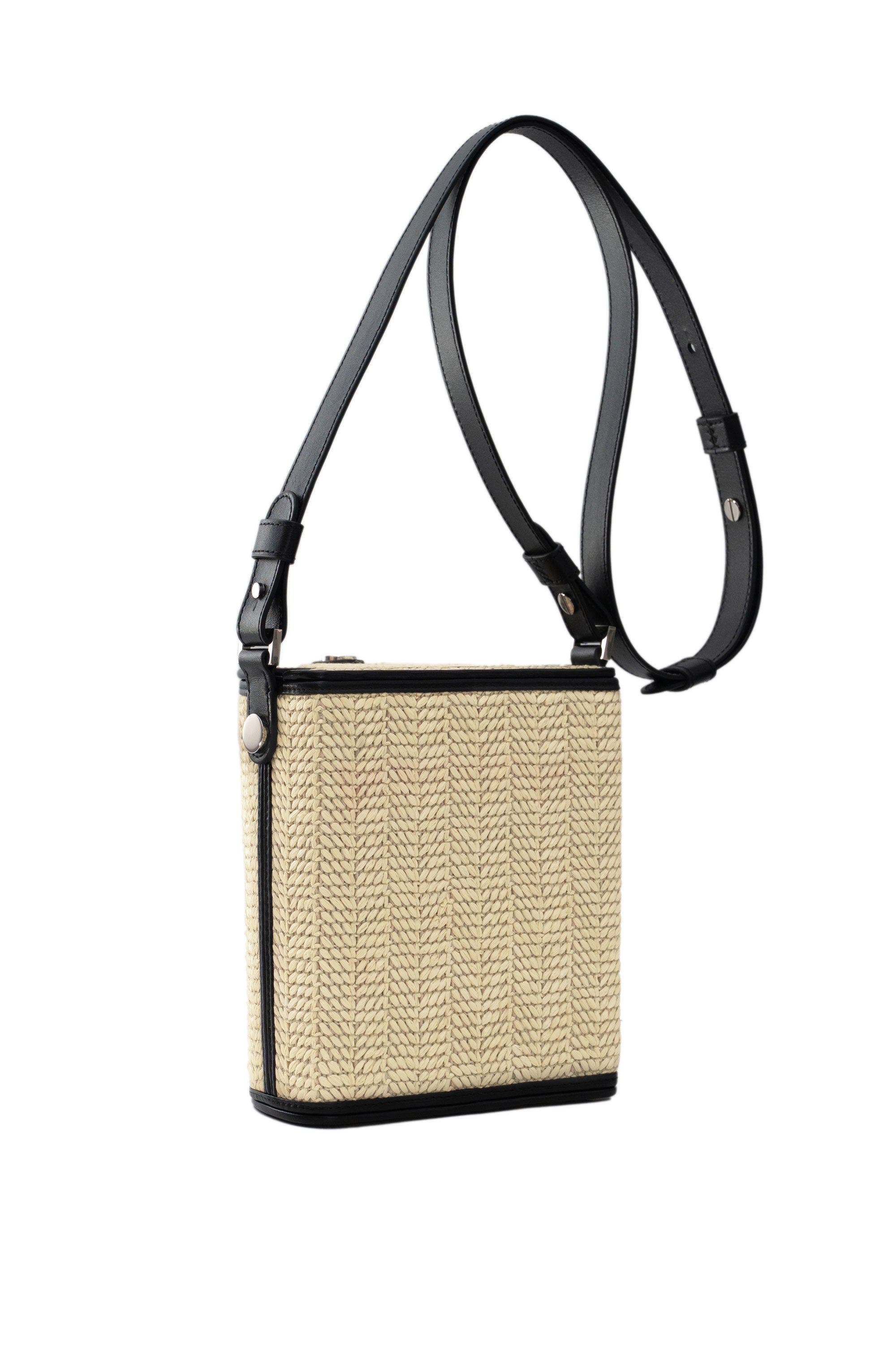 PERRIN PARIS La Parisienne Xbody Raphia, Alternate, color, Raphia Beige / Black