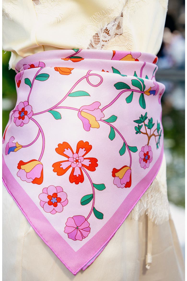 Blush Botanica Double Sided Silk Scarf, Alternate, color, Pink