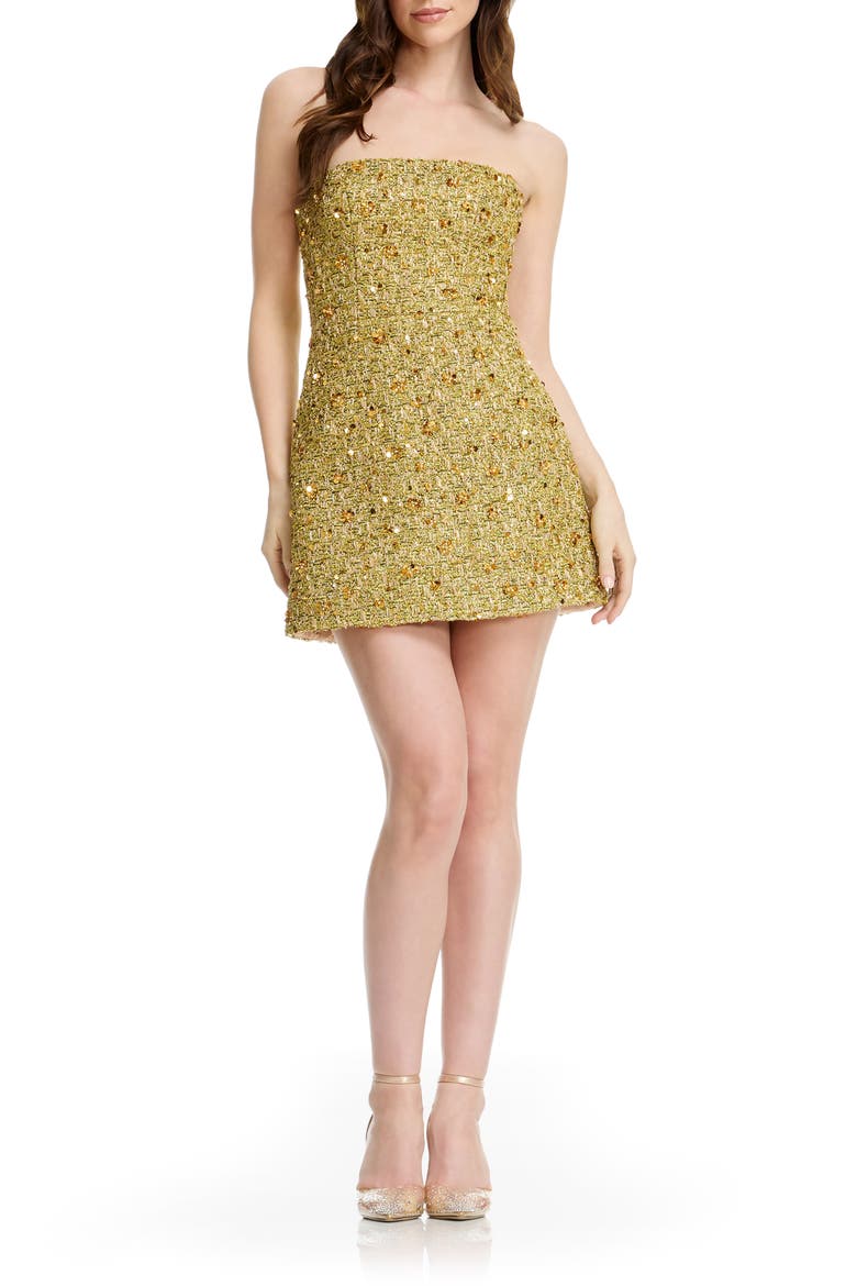 Scottie Sequin Strapless Minidress, Main, color, GOLD MULTI
