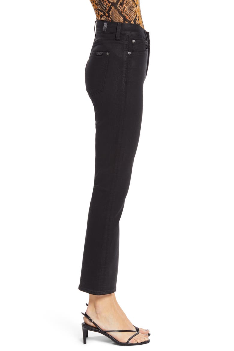 7 For All Mankind® Slim High Waist Ankle Kick Jeans, Alternate, color, BLACK