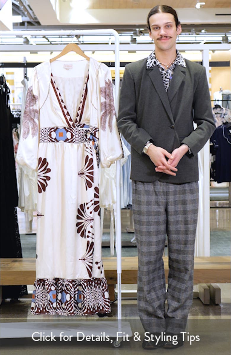 Willow Print Long Sleeve Satin Maxi Dress, sales video thumbnail