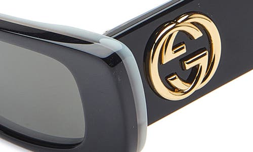 Gucci 52mm Rectangular Sunglasses In Black Black Grey
