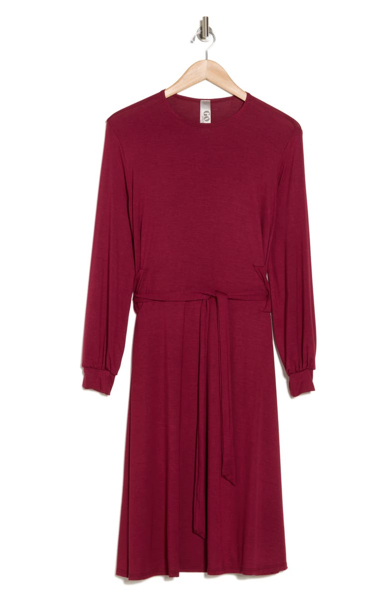 GO COUTURE Long Sleeve A-Line Dress, Alternate, color, Burgundy