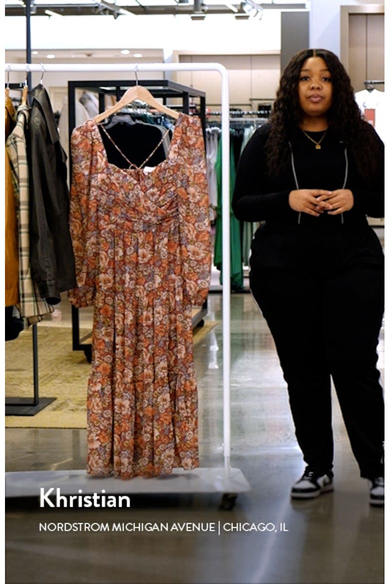 Floral Pleated Long Sleeve Midi Dress video