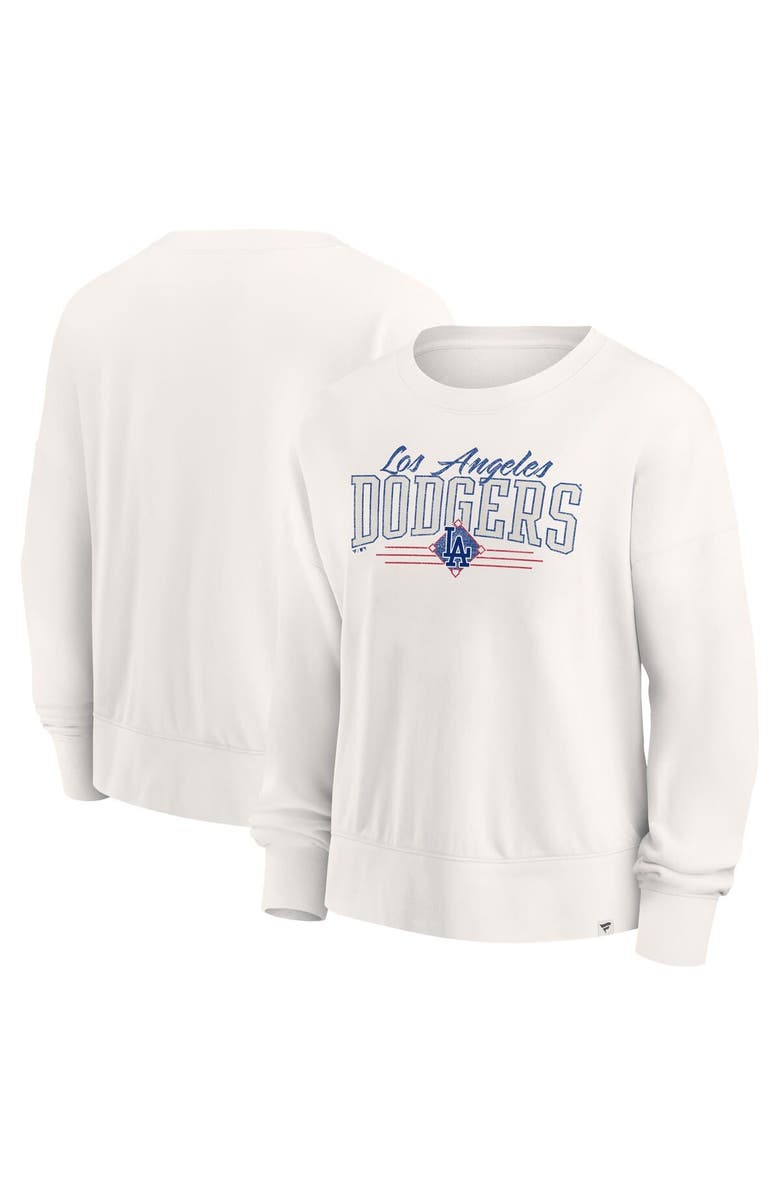 FANATICS Women's Fanatics White Los Angeles Dodgers Close The Game Fleece Pullover Sweatshirt, Main, color, 