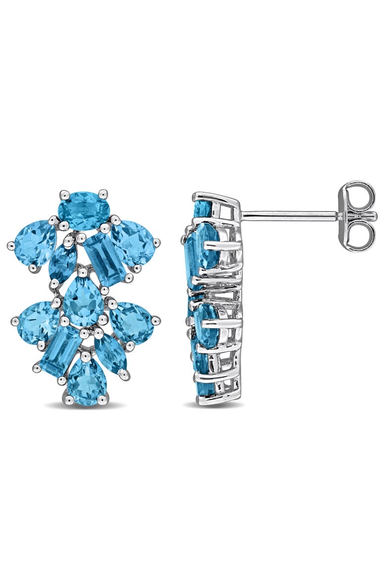 Gemstone Floral Cluster Drop Earrings, Main, color, Blue Topaz