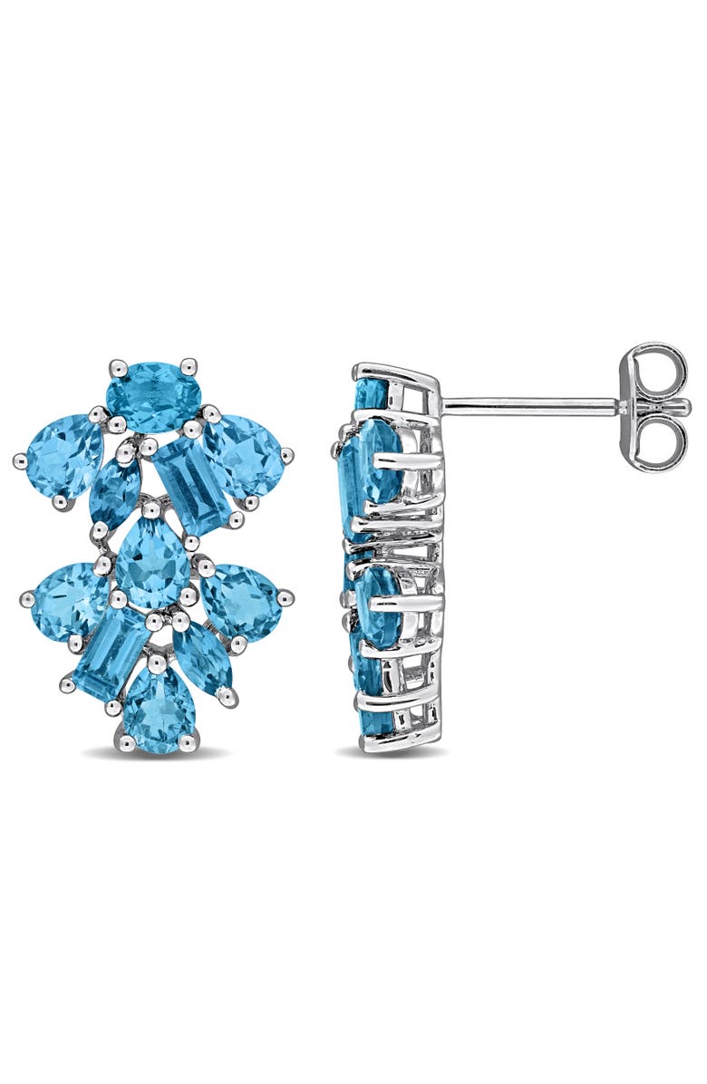 Julianna B. Gemstone Floral Cluster Drop Earrings, Main, color, Blue Topaz