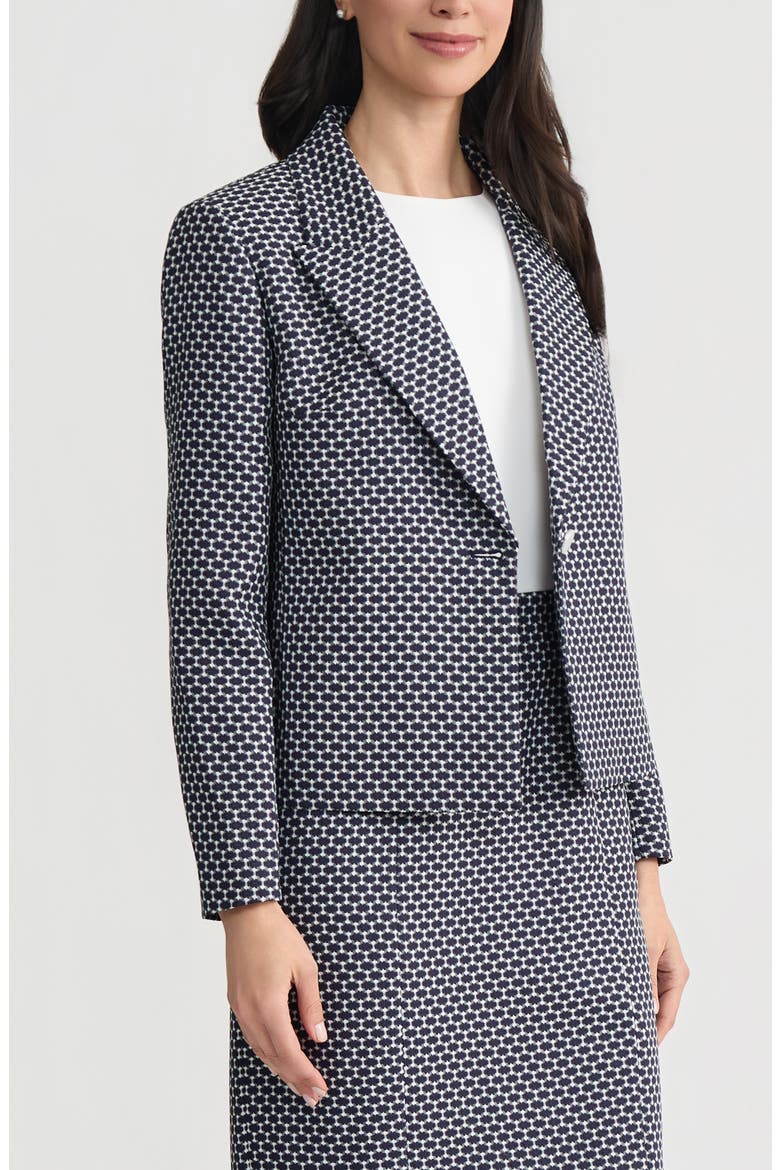 Jacquard Crop Blazer, Main, color, NAVY/ LILY WHITE