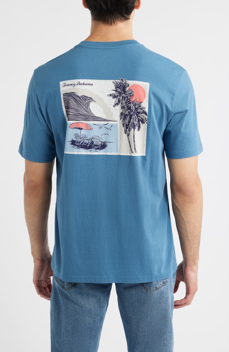 Tommy Bahama Surfing Sunsets Cotton Graphic T-Shirt, Alternate, color, Stellar Sapphire