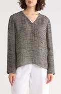 Eileen Fisher V-Neck Organic Linen Blend Button-Up Top