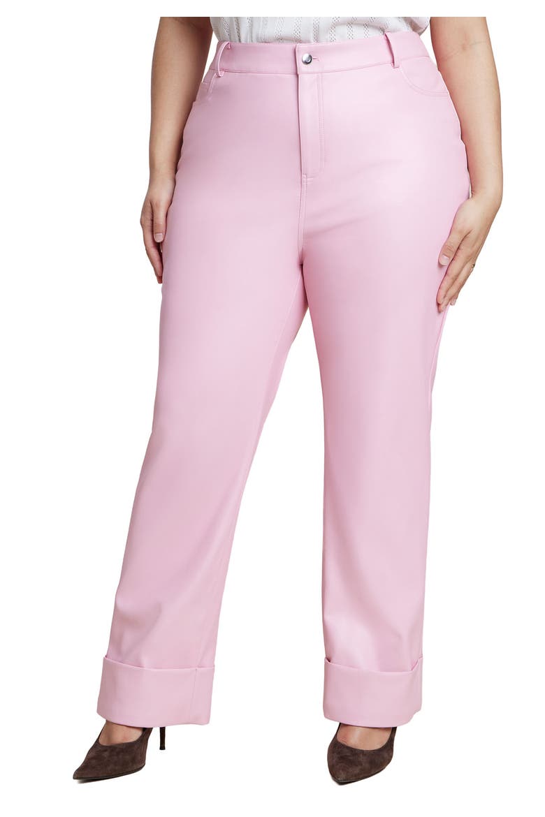 Cuffed Faux Leather Pant, Main, color, ROMANCE ROSE