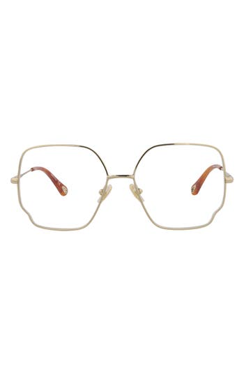Chloé Core 57mm Square Optical Glasses In Gold Transparent