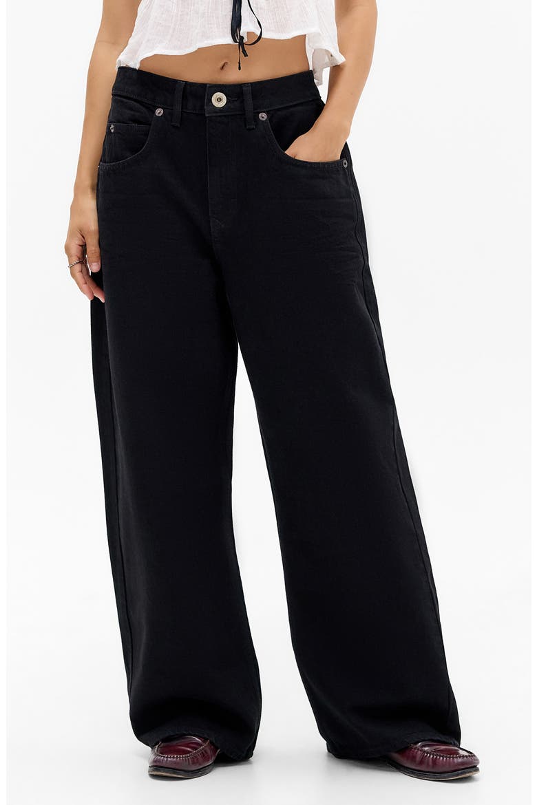 Jaya Low Rise Wide Leg Jeans, Main, color, BLACK