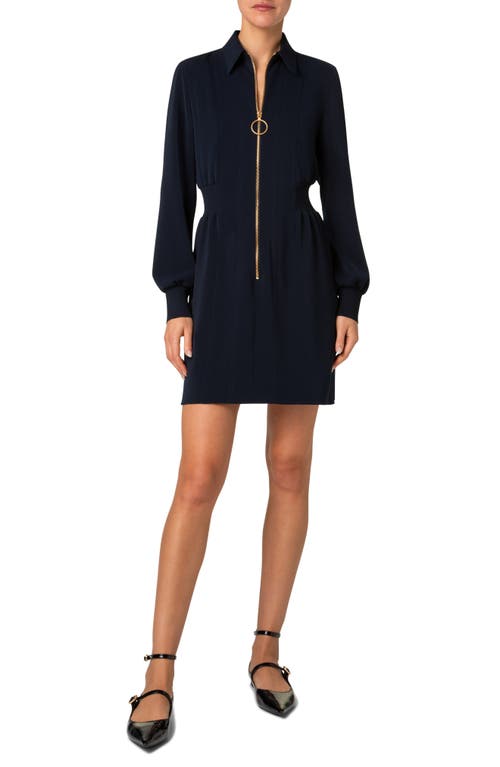 Akris Punto Bomber Zip Front Long Sleeve Dress In Navy