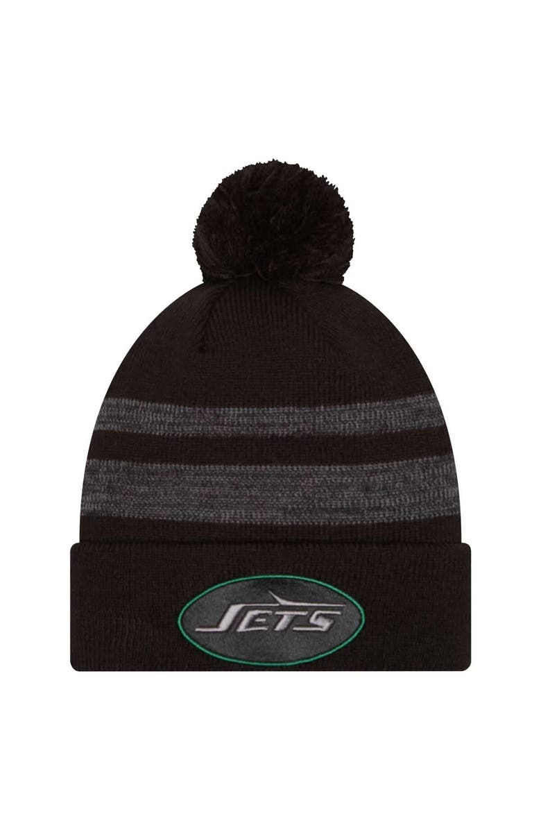 New Era Men's New Era Black New York Jets Dispatch Cuffed Knit Hat with Pom, Main, color, Black