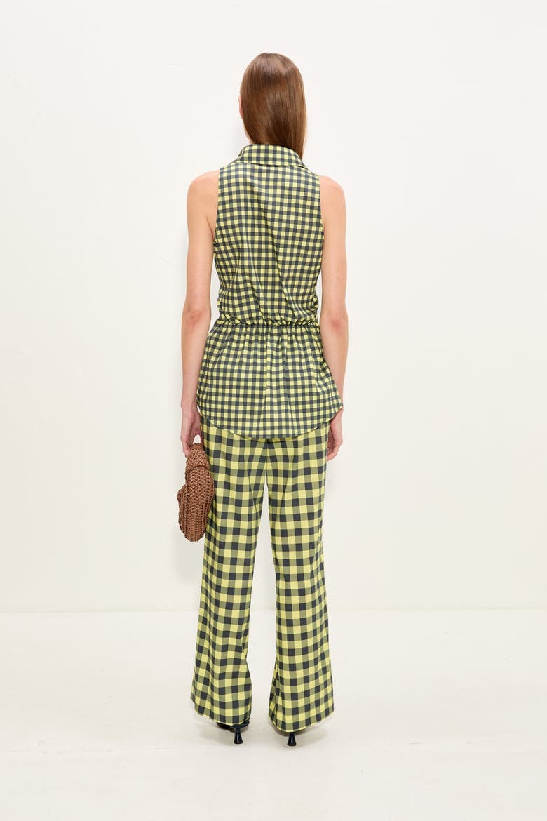 Inna Sleeveless Poplin Top, Alternate, color, Peridot/Ebony Gingham